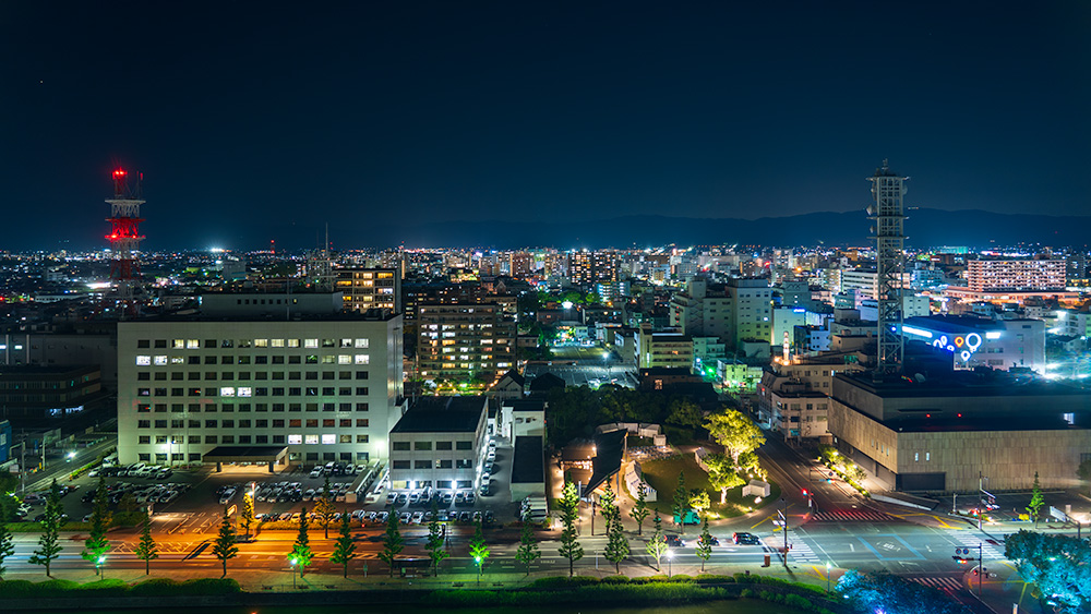 佐賀県庁 展望ホールから見た北側の夜景