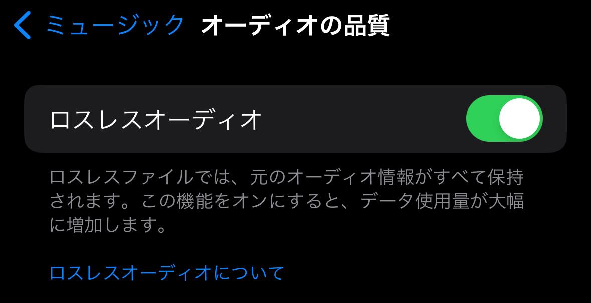 大丈夫設定は、ロスレスオーディオにすること